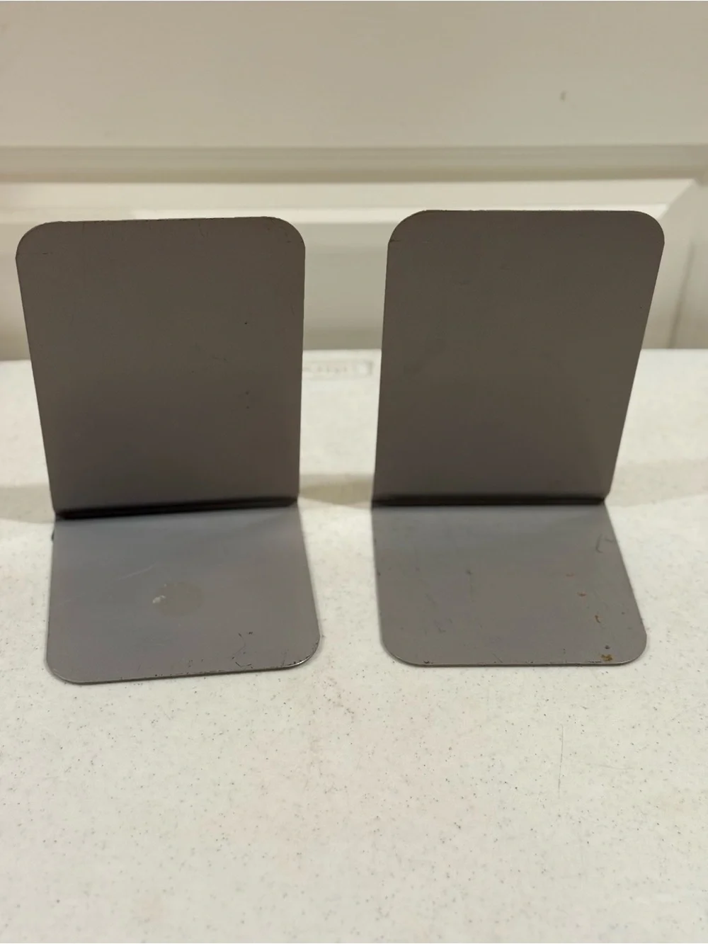 Vintage Arched Steel Gray Metal Bookend Set